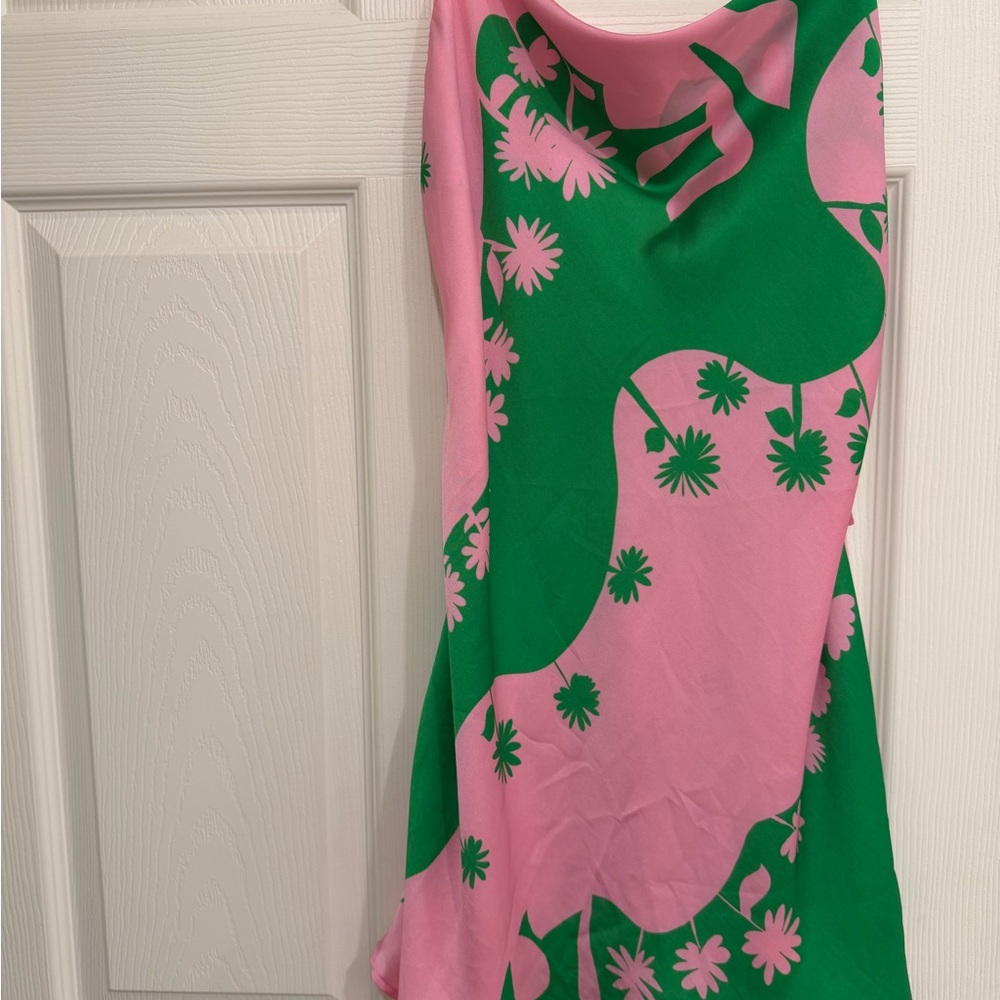 Zara Pink and Green Floral Shift Dress